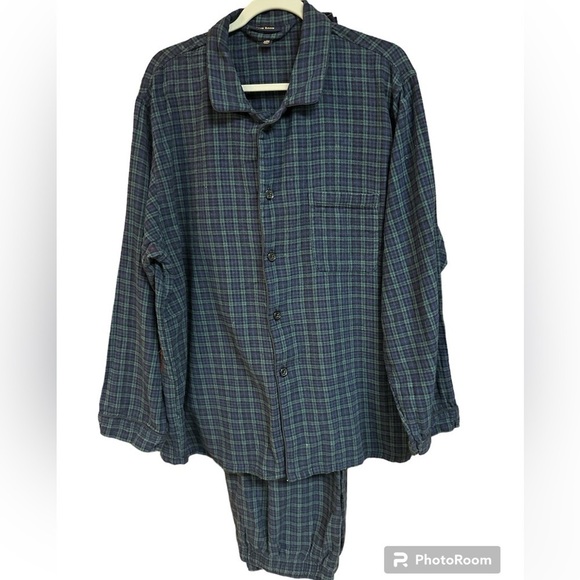 Club Room Men’s Navy/Green Plaid Cotton PJ Set XL - Picture 1 of 9